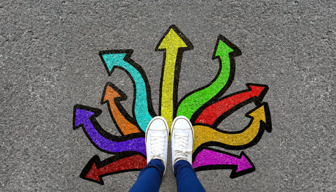 Feet,And,Arrows,On,Road,Background.,Pair,Of,Foot,Standing Why It’ So Hard to Choose